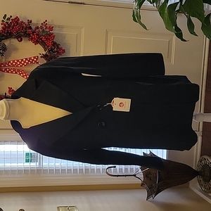 Tanming black wool blend double breasted pea coat fully lined notched  2XL NEW…